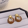 Flat Round Brass Enamel Stud Earrings EJEW-B120-06G-02-1