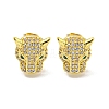 Wolf Brass Micro Pave Clear & Green Cubic Zirconia Stud Earrings for Women EJEW-G387-02G-2