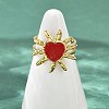 Heart Sun 304 Stainless Steel Enamel Finger Rings for Women RJEW-G355-08G-02-2