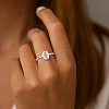 2Pcs 2 Colors Brass & Cat's Eye Finger Rings for Women RJEW-GO0001-24-5