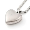 304 Stainless Steel Heart Pendant Flat Snake Chain Necklaces for Women NJEW-U012-01P-3