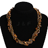 Tiger Eye Multi-strand Necklaces NJEW-L143-02-1