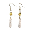 Natural Amber & Baroque Pearl Keshi Pearl Dangle Earrings EJEW-JE07360-02-3