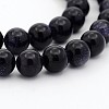 Synthetic Blue Goldstone Round Bead Strands G-P070-61-4mm-1