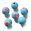 Valentine's Day Element Printed Wood Beads WOOD-R002-01-05-1