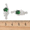 Brass Pave Green Glass Connector Charms KK-U052-02P-3