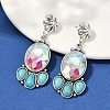 Alloy Synthetic Turquoise Dangle Stud Earrings EJEW-U053-04B-AS-2
