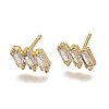 Clear Cubic Zirconia Triple Rectangle Stud Earrings EJEW-L234-083G-3