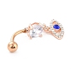 Evil Eye Drop Belly Button Rings for Women AJEW-C010-01RG-3