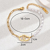 Stylish Stainless Steel Heart-shaped Bracelet with Imitation Pearl FU4742-1