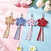 4Pcs Flower Cotton Threads Pendants Decorations HJEW-TA00399-1