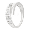 Brass Micro Pave Clear Cubic Zirconia Cuff Rings for Women FS-WGC3917-01-1