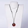 Glass & Wood Pendant Necklaces NJEW-JN02336-M-6