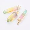 Electroplate Natural Quartz Crystal Pendants G-F463-26G-1