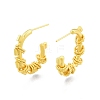 Brass Ring Beaded Stud Earrings EJEW-G322-16MG-2