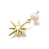 Brass & Natural Pearl Star Pendants KK-Z093-40G-2