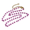 304 Stainless Steel with Glass Faceted Rondelle Bead Handmade Link Chain Birth Stone Necklaces for Women NJEW-G195-01G-08-4