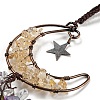 Wire Wrapped Brass Moon & Natural Citrine Pendant Decoration HJEW-C006-02A-2
