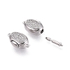 Brass Micro Pave Clear Cubic Zirconia Box Clasps KK-Q074-06P-2