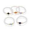 Natural Mixed Gemstone Stretch Rings Sets RJEW-JR00301-1