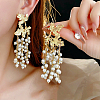 Alloy Plastic Pearl Bead Leaf Dangle Stud Earrings FS-WGB9C0C-01-2