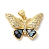 Butterfly Brass Micro Pave Cubic Zirconia Pendants KK-K385-048G-3