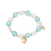 2Pcs 2 Colors Flower & Round Acrylic Beaded Couple Stretch Bracelet Sets BJEW-JB10451-3