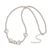 Brass Micro Pave Clear Cubic Zirconia Heart Round Beaded Bib Necklaces for Women NJEW-F364-08P-4