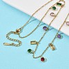 304 Stainless Steel Pave Colorful Cubic Zirconia Flat Round Rectangle Pendant Bib Necklaces NJEW-C114-03G-1