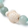 Natural Flower Amazonite Round & Synthetic Turquoise Turtle Beaded Stretch Bracelet for Women BJEW-JB09700-01-3