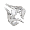 Brass Micro Pave Cubic Zirconia Cuff Open Rings for Women RJEW-L343-09P-01-4