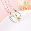 2Pcs Mother's Day Sunflower Heart Alloy Crystal Rhinestone Mother and Daughter Pendant Necklaces FS-WGEE931-01-2