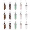 5Pcs 5 Style Natural Gemstone Pointed Pendants G-FS0001-26-2