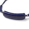 Curved Rectangle Natural Lapis Lazuli Adjustable Nylon Cord Braided Bead Bracelets for Women Men BJEW-JB10280-02-2