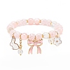 Synthetic Crackle Quartz & Natural Yellow Jade Beaded Stretch Bracelet BJEW-JB08527-01-1