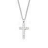 Brass Micro Pave Clear Zirconia Cross Pendant Necklaces NJEW-M211-05C-P-1