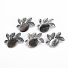 Natural Black Lip Shell Oval with Leaf Brooch PALLOY-Q438-001B-RS-5
