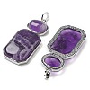 Natural Amethyst Human Body Shaped Pendants G-P552-03P-01-2