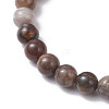 Natural Petrified Wood Beads Stretch Bracelets for Women BJEW-JB12604-3