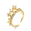 Cubic Zirconia Crown Open Cuff Ring RJEW-E046-11G-3