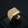 304 Stainless Steel Micro Pave Cubic Zirconia Finger Rings for Men FS-WG6EF44-05-1