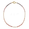Gradient Color Gemstone & Natural Cultured Freshwater Pearl Beaded Necklaces NJEW-JN06316-02-2