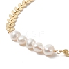 Natural Pearl Beaded Link Anklet with Brass Cob Chains for Women AJEW-AN00525-4
