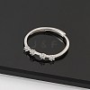 Constellations Rhodium Plated 925 Sterling Silver Micro Pave Clear Cubic Zirconia Adjustable Rings for Women RJEW-P130-01P-C-2