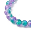 5pcs Crackle Glass Round Beads Stretch Bracelets BJEW-JB11488-5