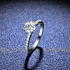 Rhodium Plated 925 Sterling Silver Pave 6.5x3.9mm Moissanite Finger Rings WG6D295-34-1