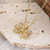 Brass Micro Pave Clear Cubic Zirconia Cable Chain Bowknot Pendant Necklaces for Women NJEW-C054-02A-G-1