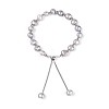 Adjustable Pearl and Brass Beaded Slider Bracelets BJEW-T022-15B-2