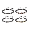 4Pcs 4 Color Natural Obsidian & Synthetic Hematite Braided Bead Bracelet with Cubic Zirconia BJEW-JB08117-1