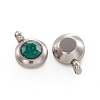 Trendy Original Color 304 Stainless Steel Grade A Rhinestone Flat Round Charm Pendants LS-RB-M030-06T-2